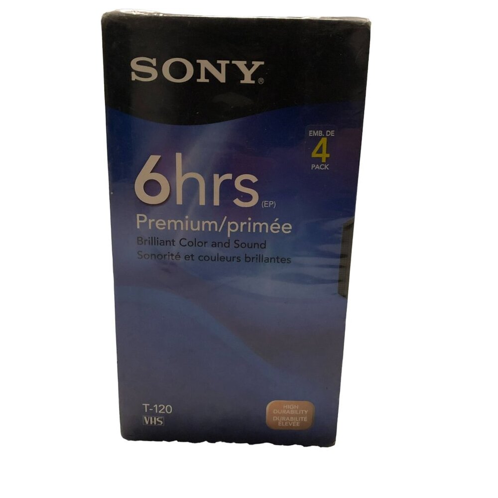 New Sony VHS Cassette Tapes Sealed Set of 4 Premium 6hrs T120 VR 246M